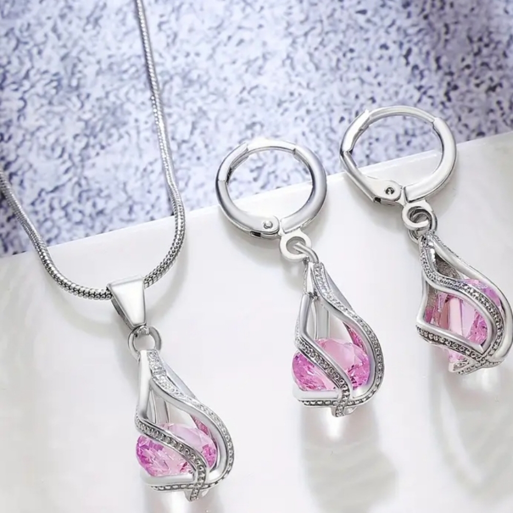 Shiny faux crystal drop earrings/pendant. NWT. Fast Ship.